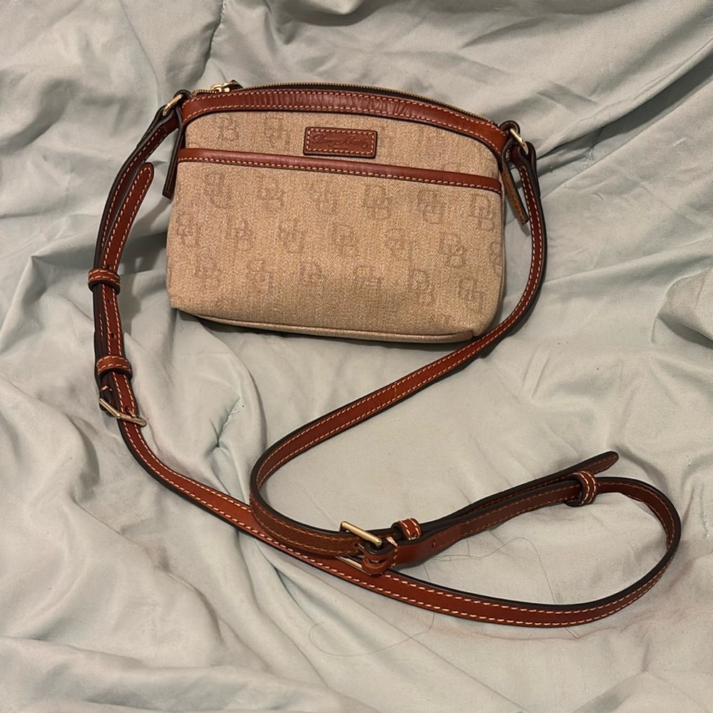Dooney & Bourke Tan and Brown Crossbody Bag Sleek Design